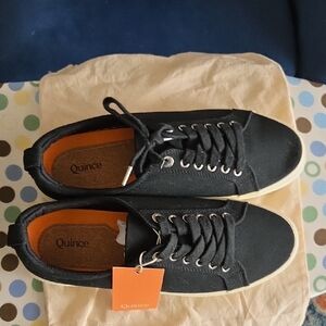 Quince Organic Cotton Canvas Black Sneakers NWT Sz 12.5